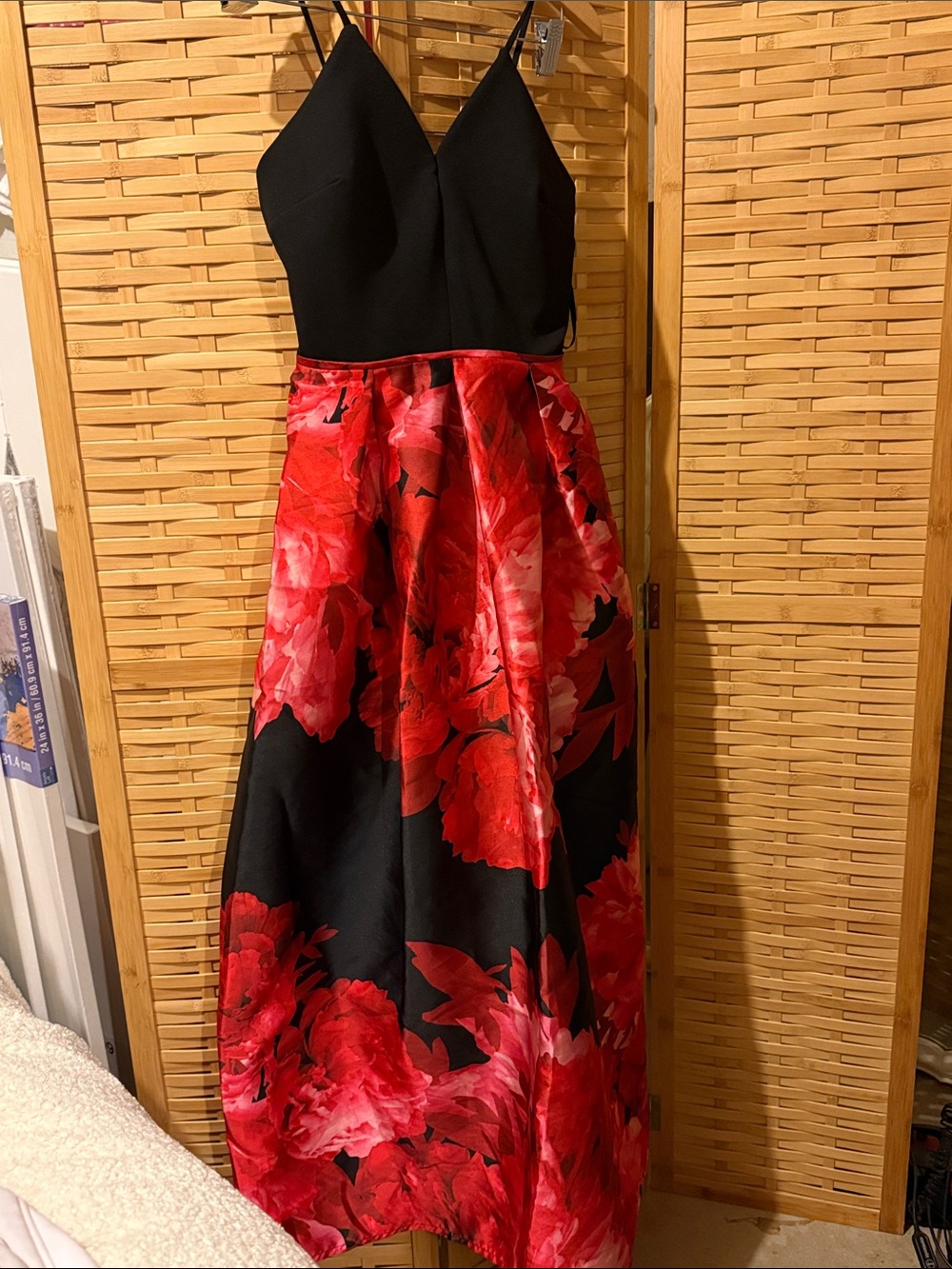 Sweet Storm Black Bodice Red Floral Maxi Dress